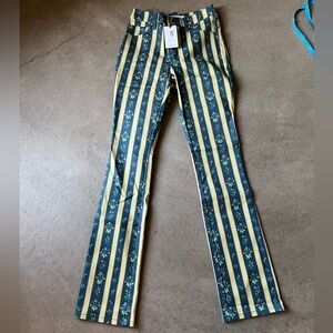 WeWoreWhat Blue and Yellow Floral Striped Pants